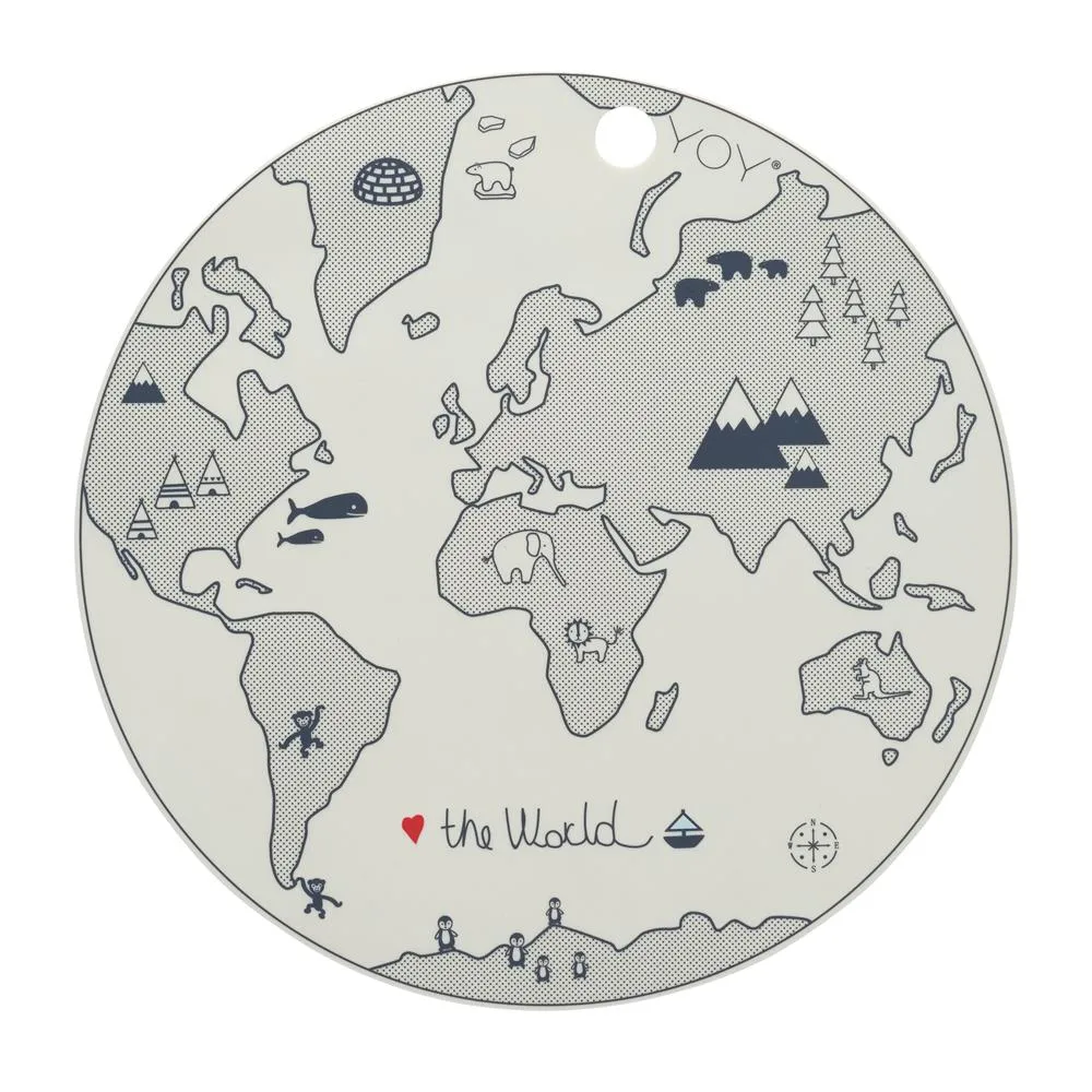 Mantel individual The world, beige-gris OYOY