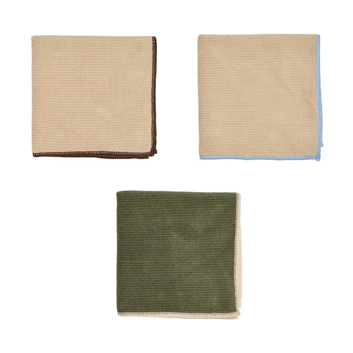 Paño de microfibra Mundus 30x30 cm 3 piezas - Camel-olive - OYOY