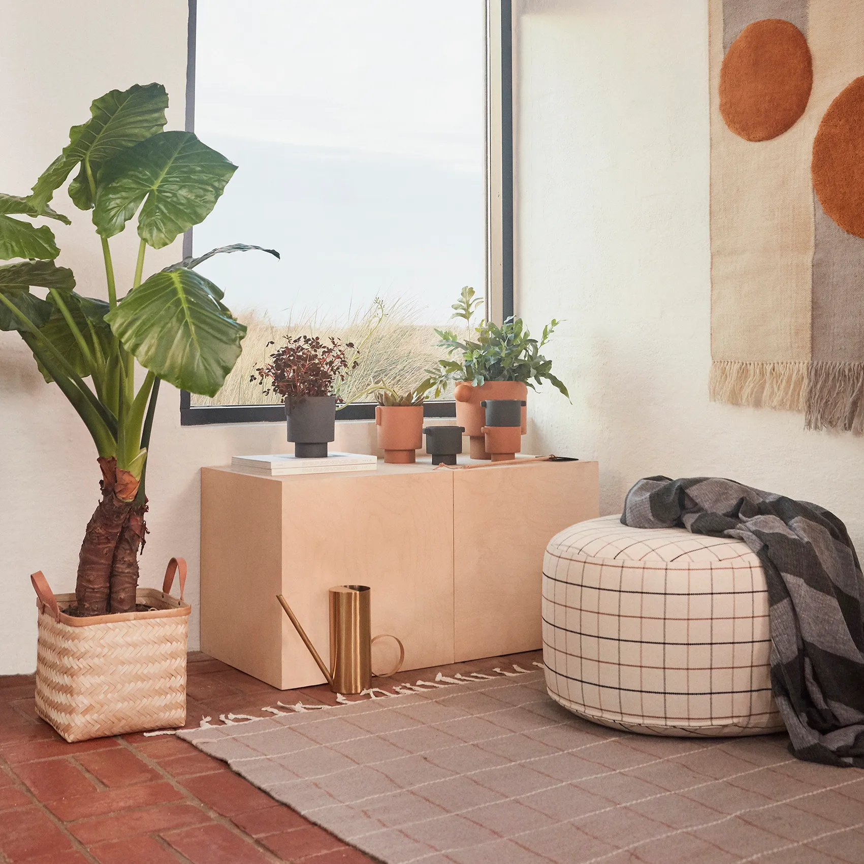 Puff Grid Ø65 cm, Off white OYOY