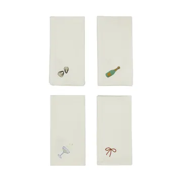 Servilleta de algodón New Year 45x45 cm set de 4 - Offwhite - OYOY