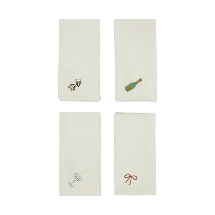 Servilleta de algodón New Year 45x45 cm set de 4 - Offwhite - OYOY