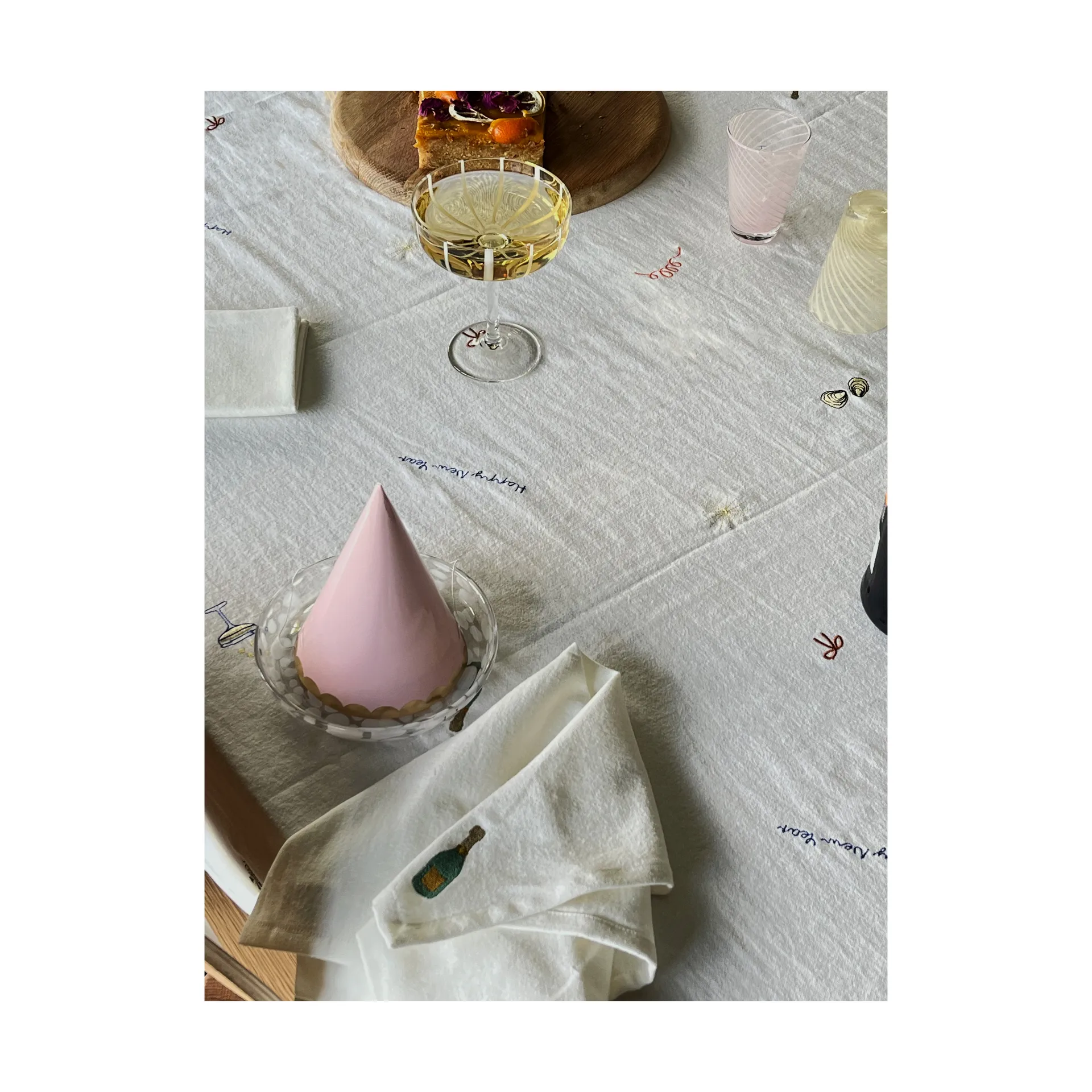 Servilleta de algodón New Year 45x45 cm set de 4, Offwhite OYOY