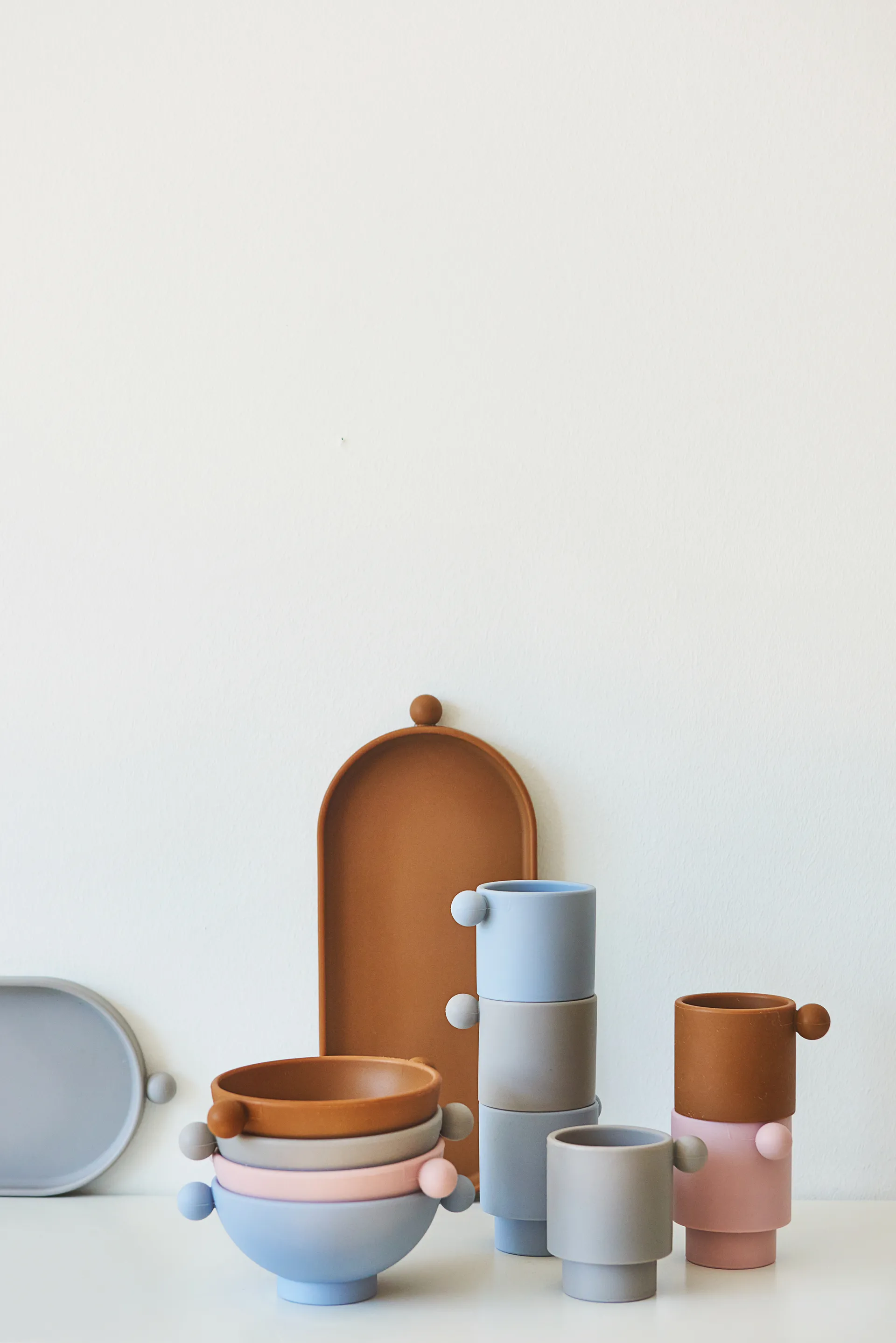 Set de 2 boles Tiny Inka Ø11 cm, Dusty blue-clay OYOY