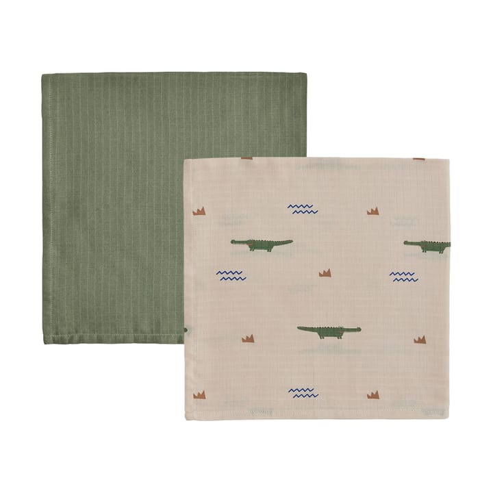 Set de 2 plaids infantiles Crocodile - Beige-olive green - OYOY