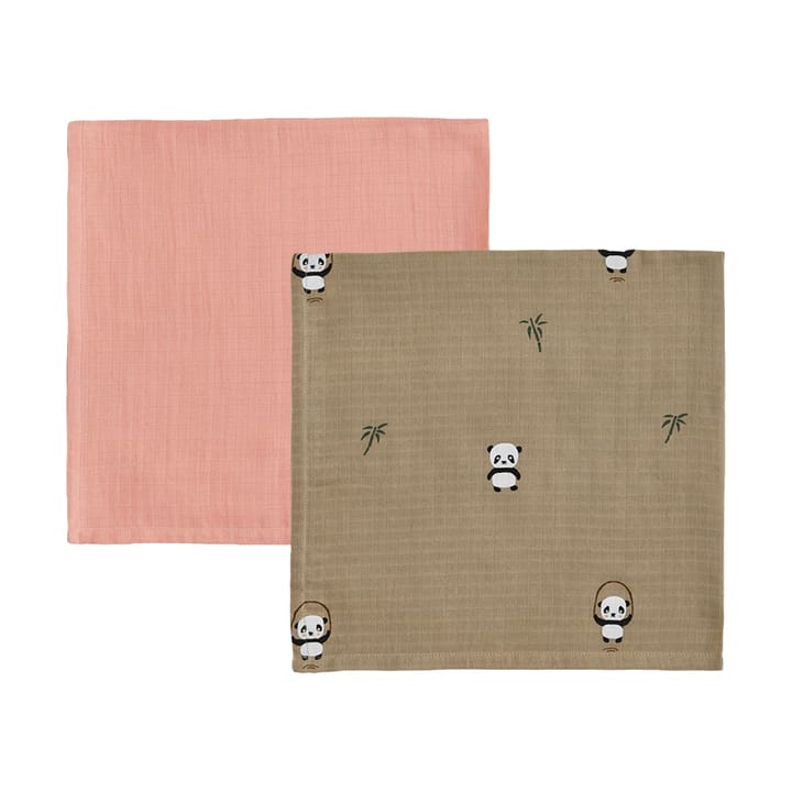 Set de 2 plaids infantiles Panda - Khaki-rose - OYOY