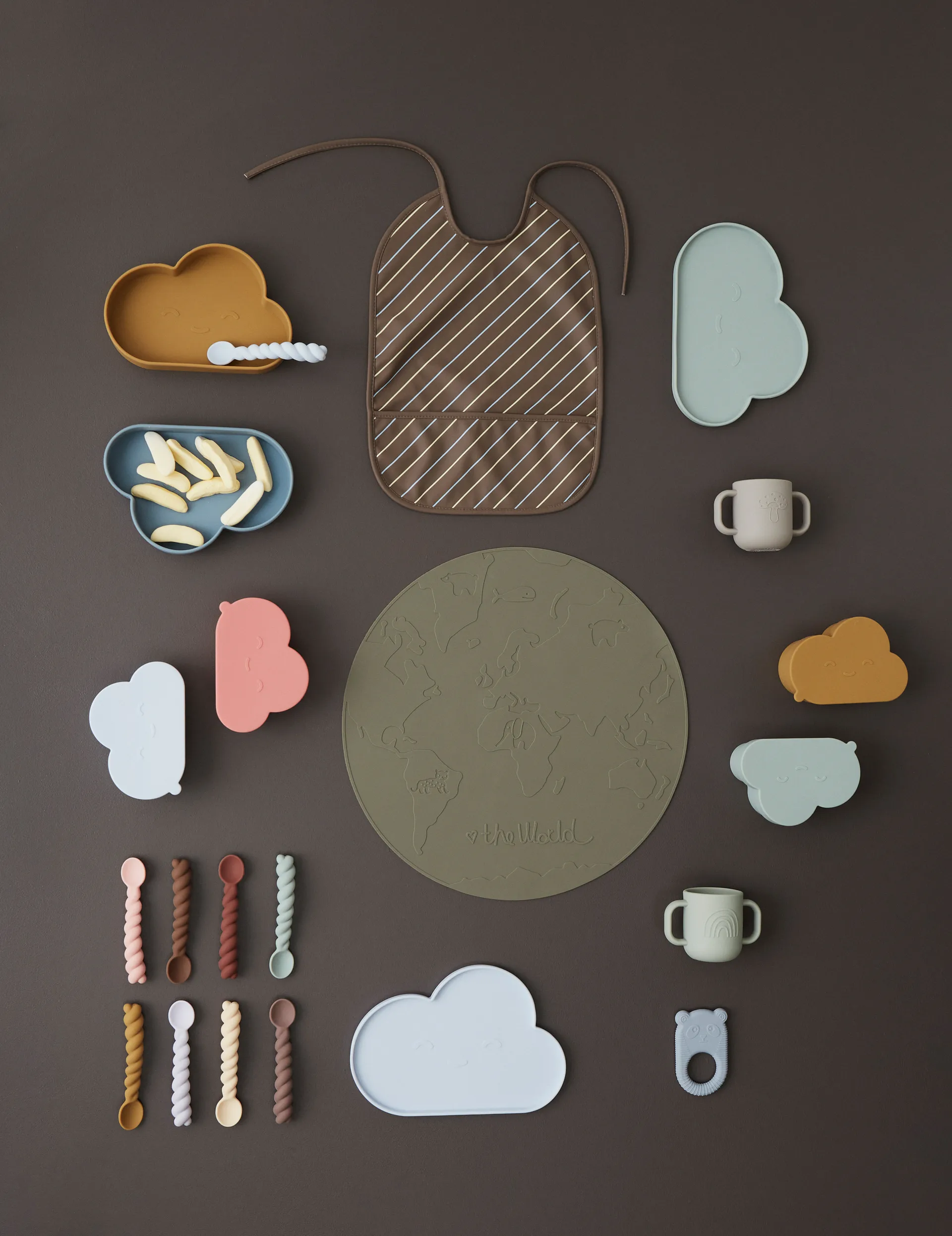 Set de 3 cucharas Mellow, Dusty Blue-taupe-pale mint OYOY