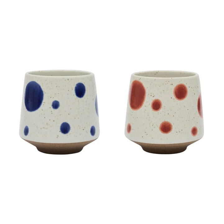 Taza Nori dot Ø6,95 cm 2-pack - Blue-red - OYOY