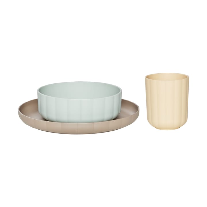 Vajilla infantil Pullo 3 piezas - Pale Mint-vanilla-taupe - OYOY