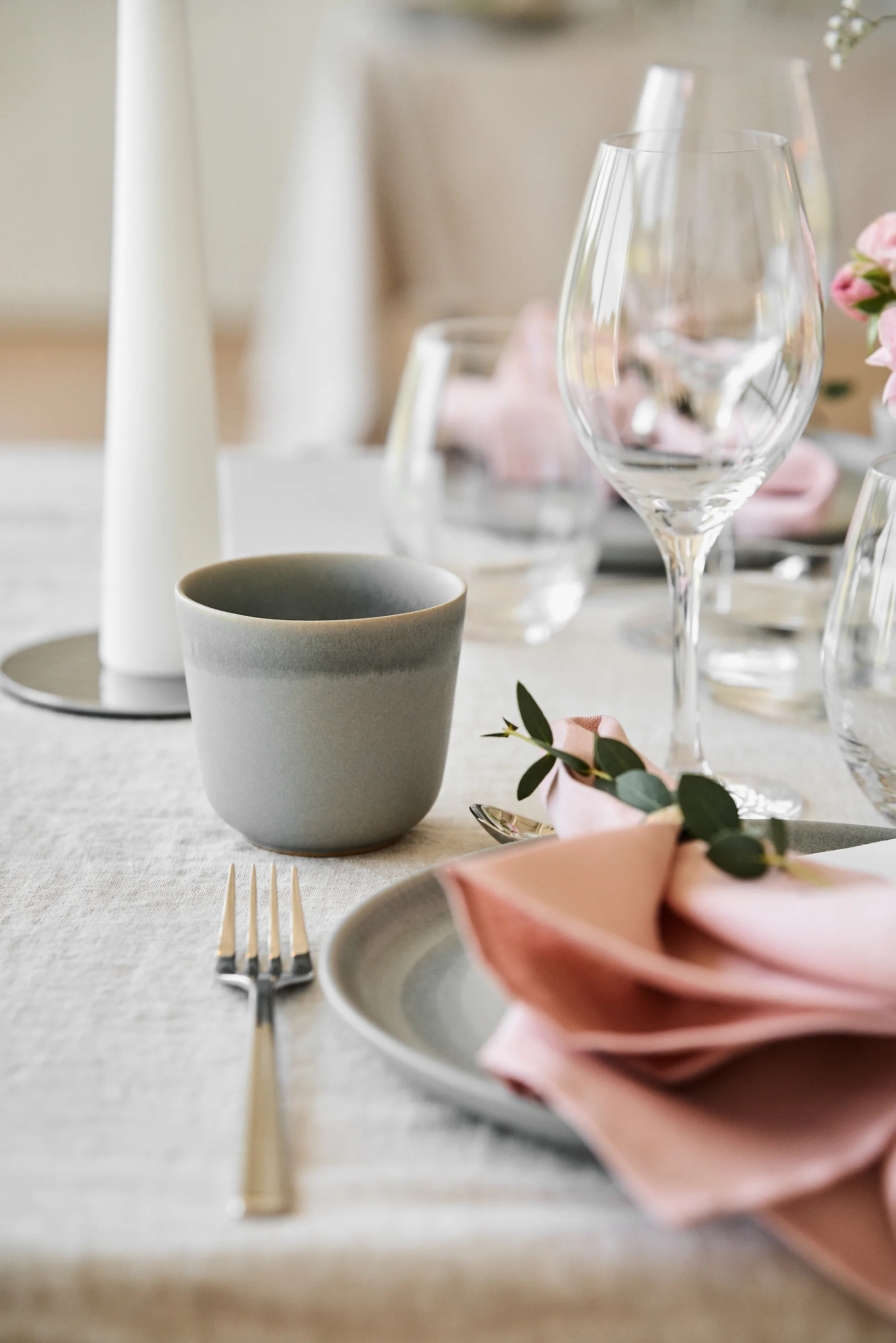4 Tazas Morgon gris, gris Paradisverkstaden