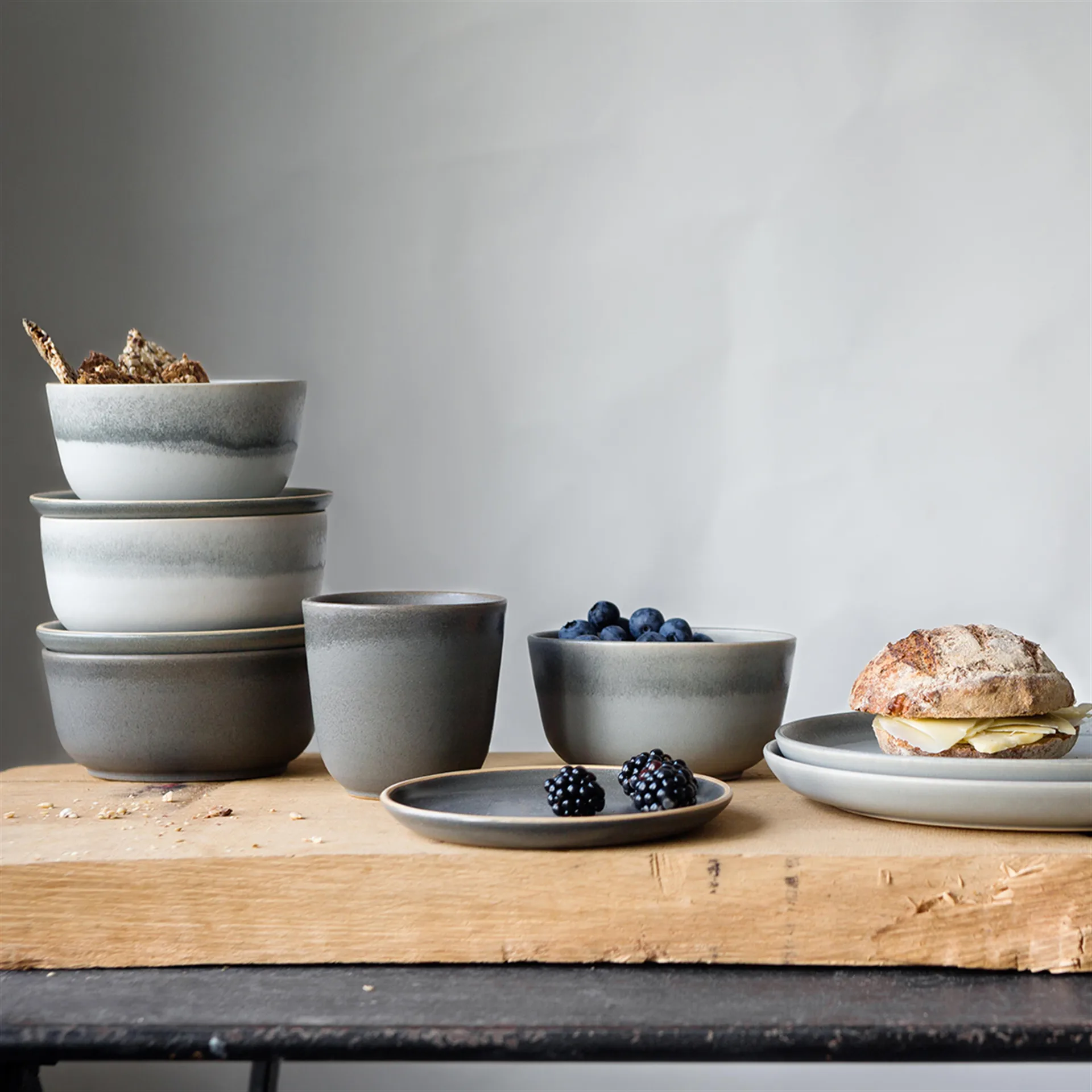 Bol Morgon Grå, grande, piedra de cal Paradisverkstaden