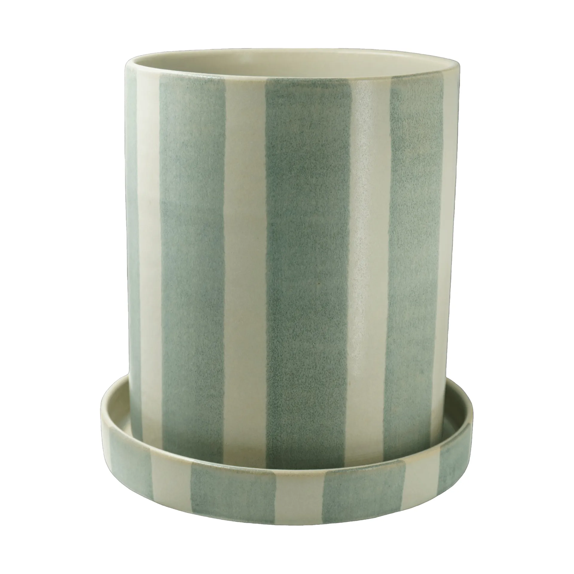 Maceta a rayas grande Ø24,5 cm, Verde liquen Paradisverkstaden