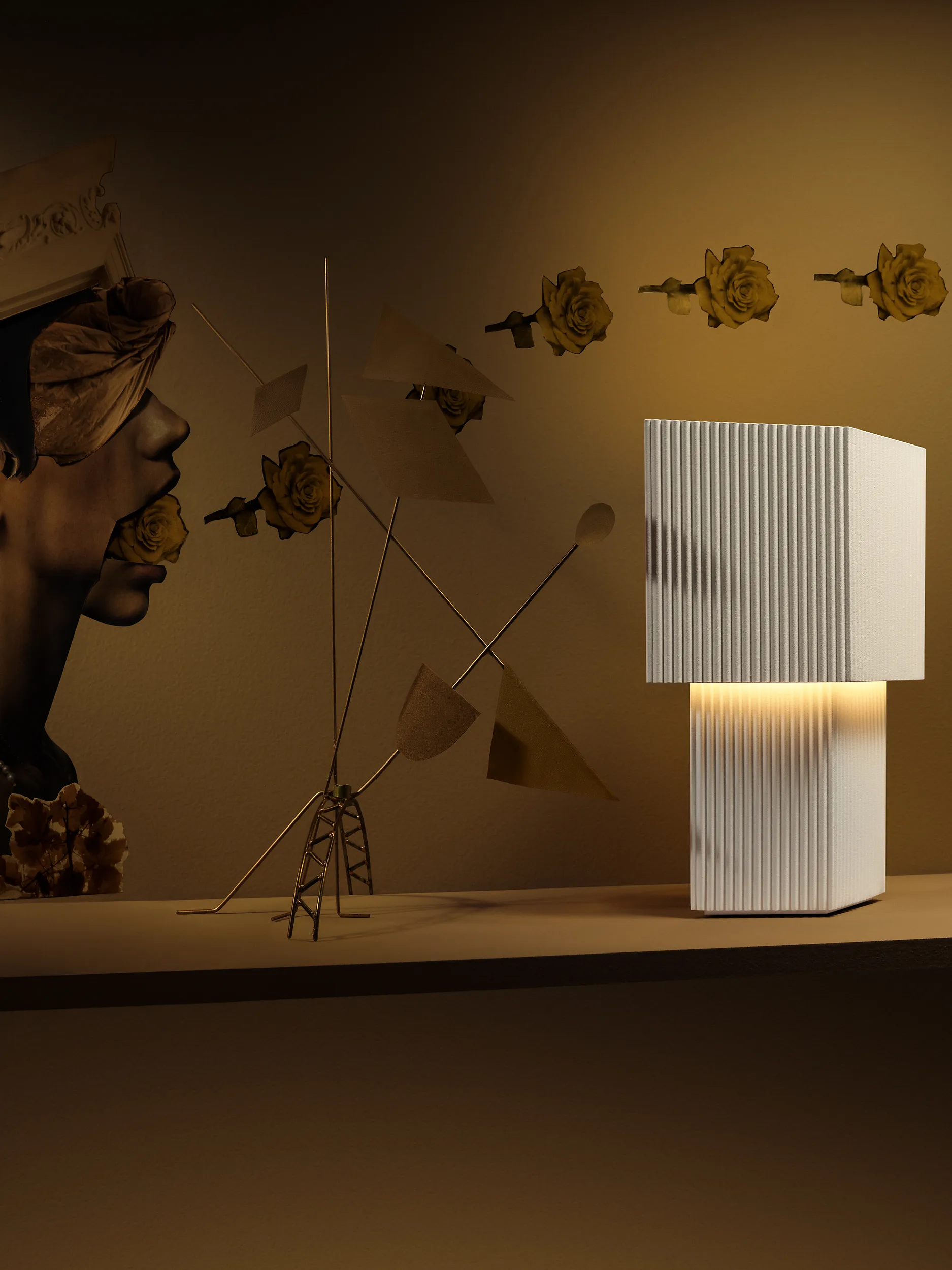 Lámpara de mesa portable Romb Mini 19 cm, Cotton Pholc