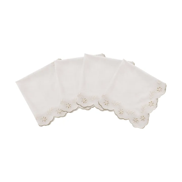 Lace servilleta de algodón - Offwhite, pack de 4, 45x45 cm - Pick a Poppy