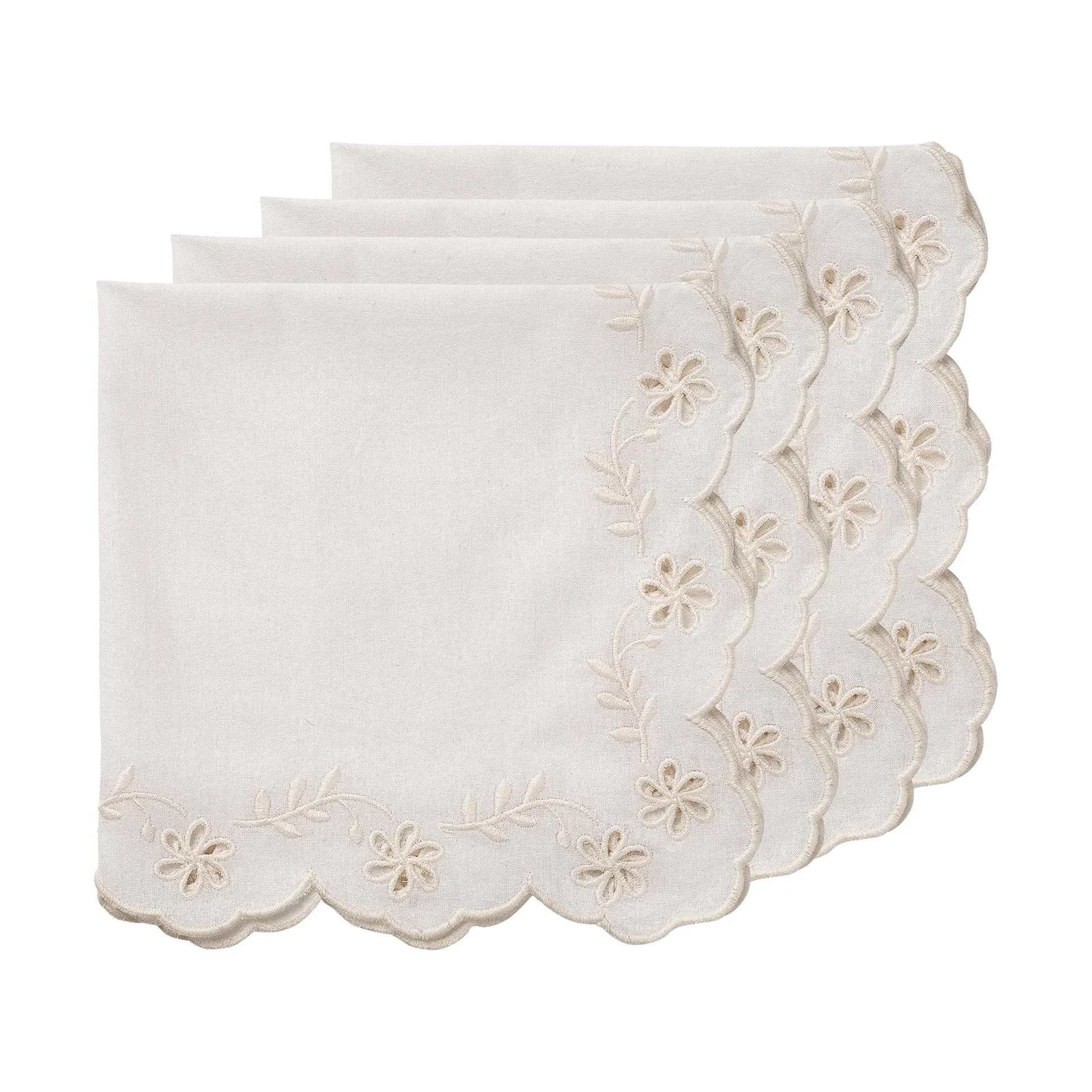 Lace servilleta de algodón, Offwhite, pack de 4, 45x45 cm Pick a Poppy