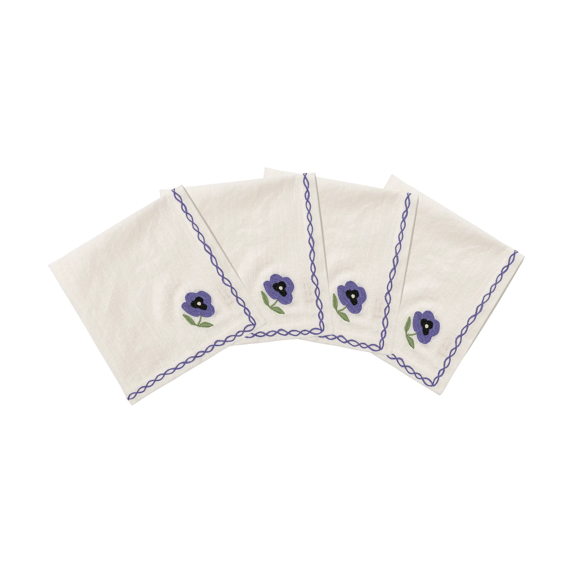 Madelen Möllard Pansy servilleta de algodón, Blue, pack de 4, 45x45 cm Pick a Poppy