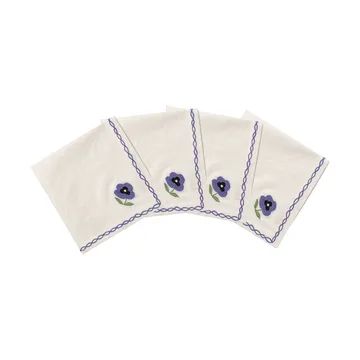 Madelen Möllard Pansy servilleta de algodón - Blue, pack de 4, 45x45 cm - Pick a Poppy
