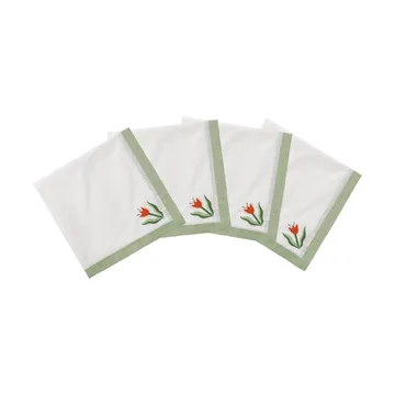 Madelen Möllard Tulip servilleta de algodón - Verde claro, paquete de 4, 45x45 cm - Pick a Poppy