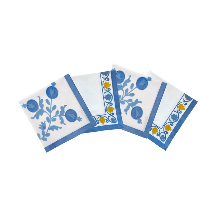 Suzani servilleta de algodón - Blue, pack de 4, 45x45 cm - Pick a Poppy