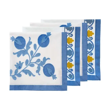 Suzani servilleta de algodón - Blue, pack de 4, 45x45 cm - Pick a Poppy