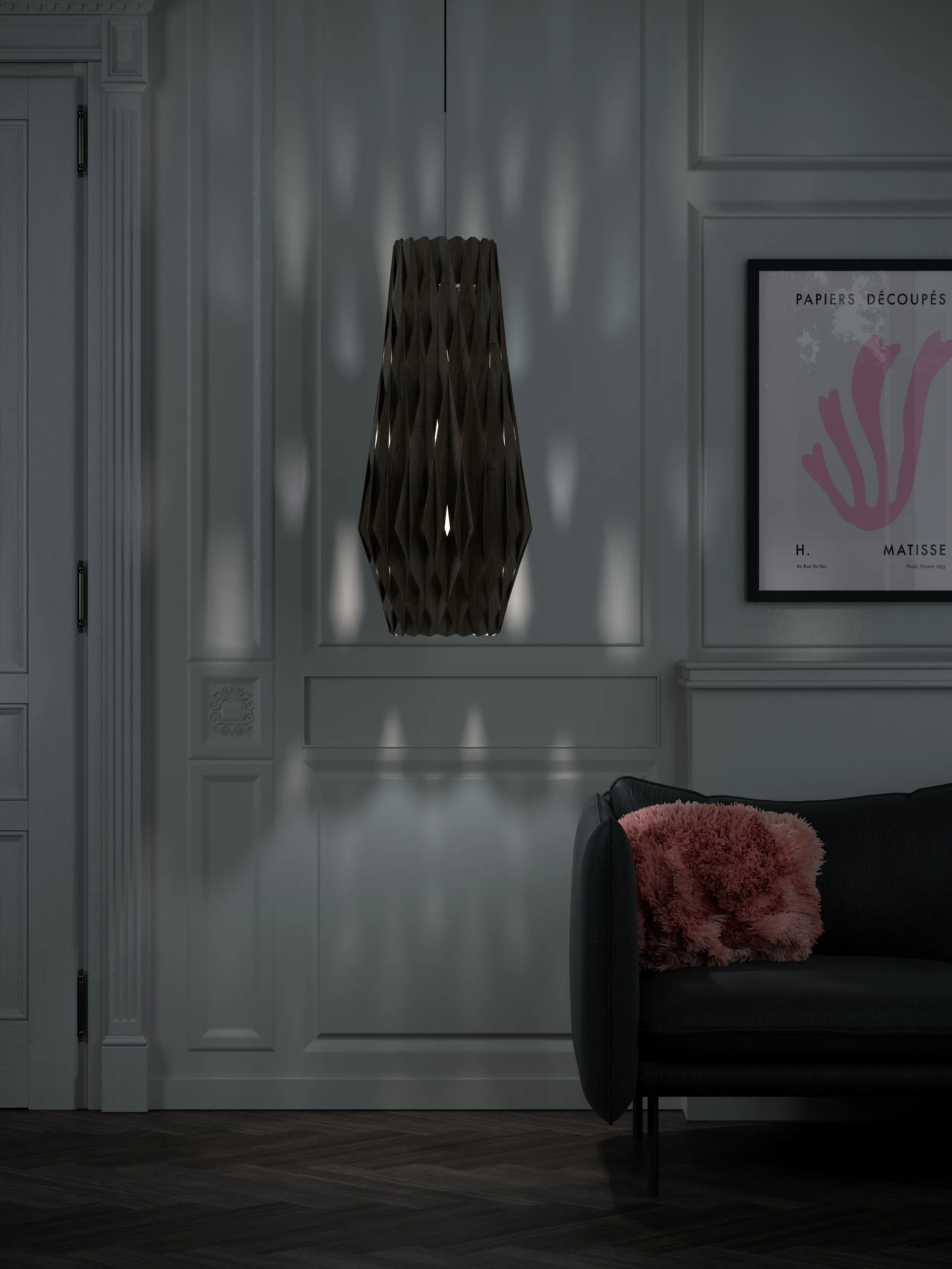 Lámpara colgante Pilke Signature 30/70 cm, Negro Pilke