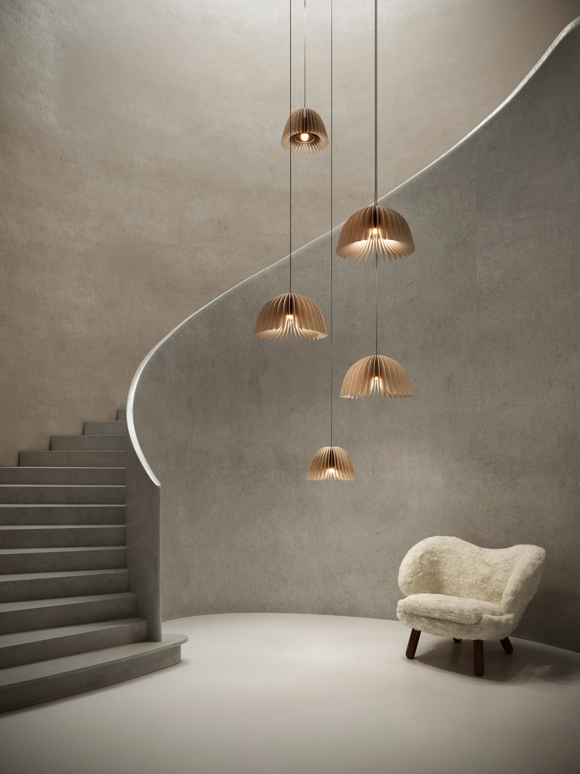 Lámpara colgante Verna 50 Ø50,5 cm, Abedul Pilke