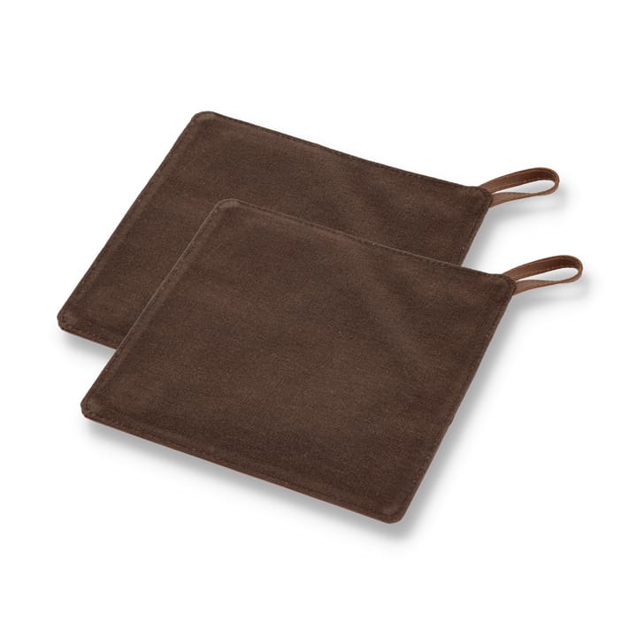 2 Agarradores Pillivuyt Gourmet 20,5x20,5 cm, Cuero marrón Pillivuyt