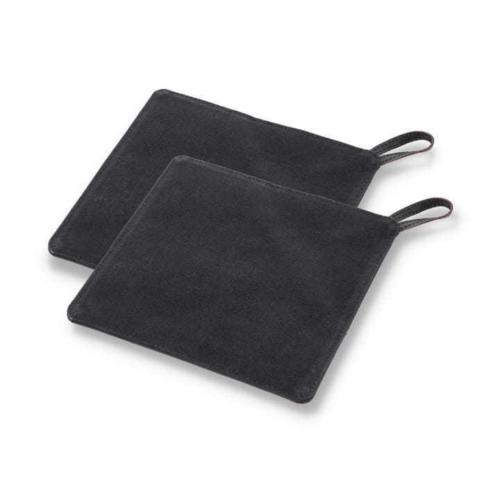2 Agarradores Pillivuyt Gourmet 20,5x20,5 cm, Cuero negro Pillivuyt