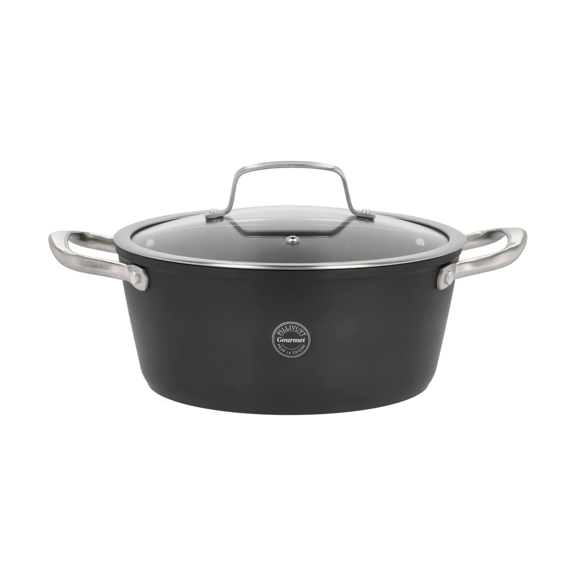 Olla con tapa de vidrio Travo 3,8 l, Negro-aluminio Pillivuyt