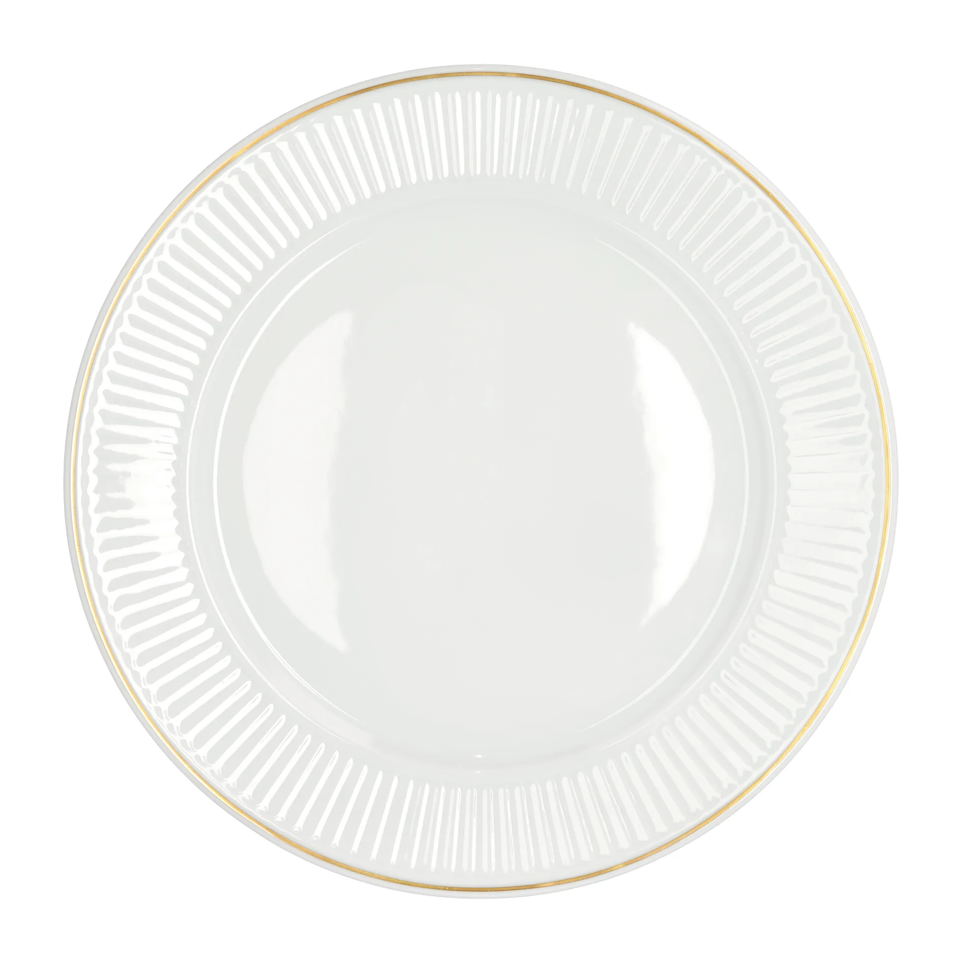 Plato con canto dorado Plissé Ø22 cm, blanco Pillivuyt