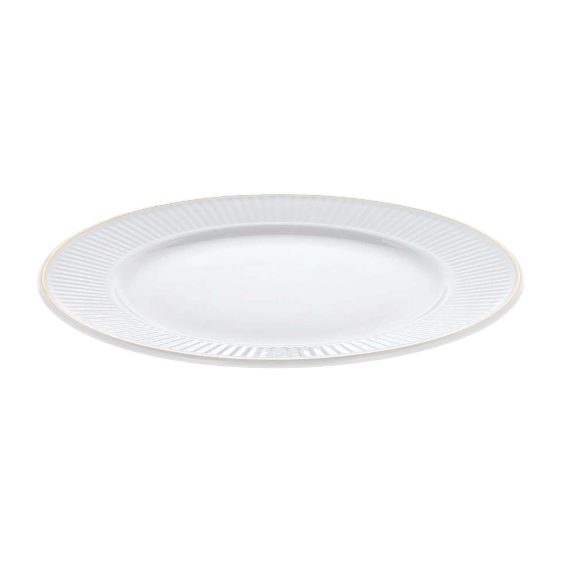 Plato con canto dorado Plissé Ø22 cm, blanco Pillivuyt