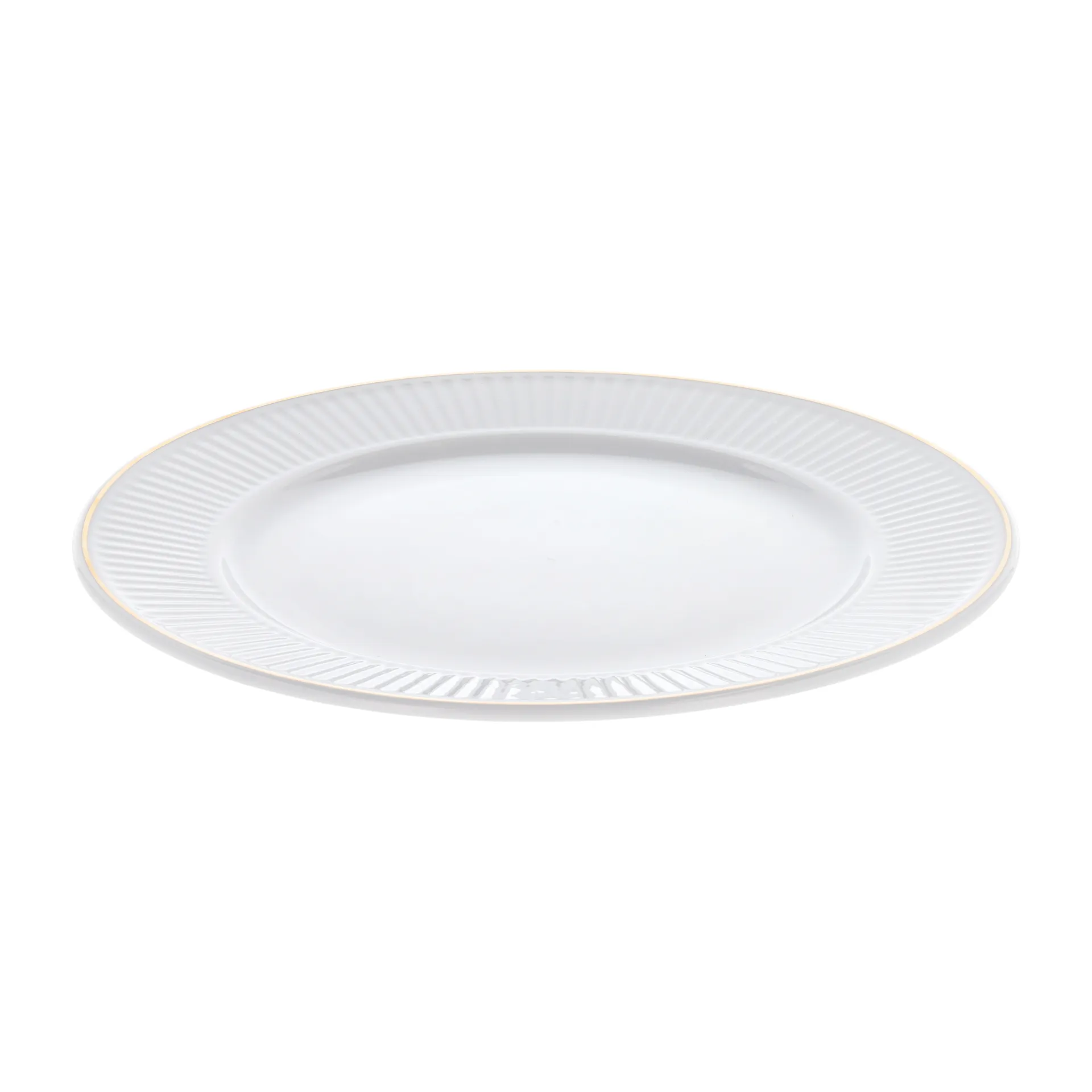 Plato con canto dorado Plissé Ø28 cm, blanco Pillivuyt