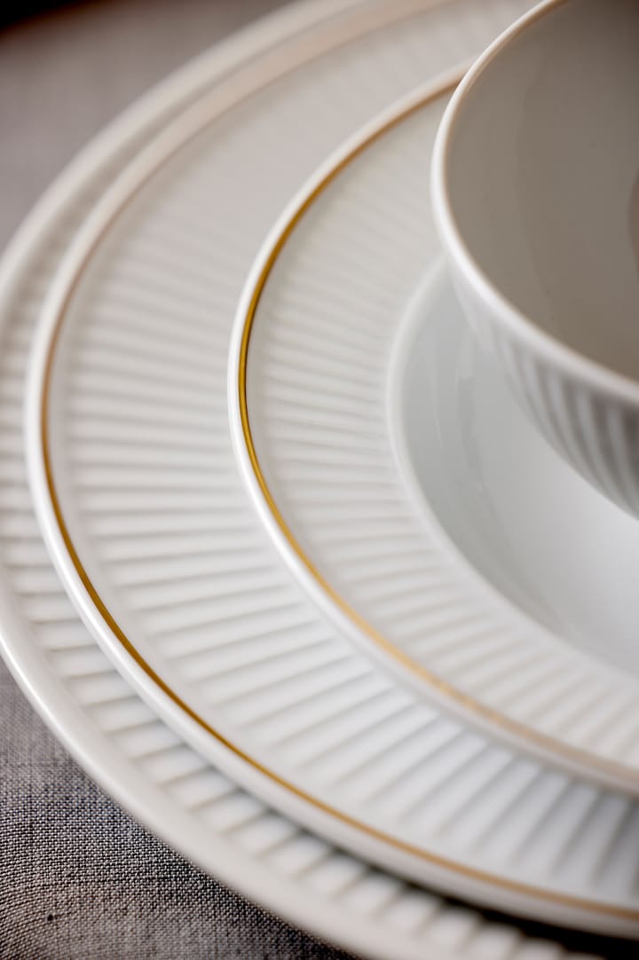 Plato hondo con canto dorado Plissé Ø22 cm, blanco Pillivuyt