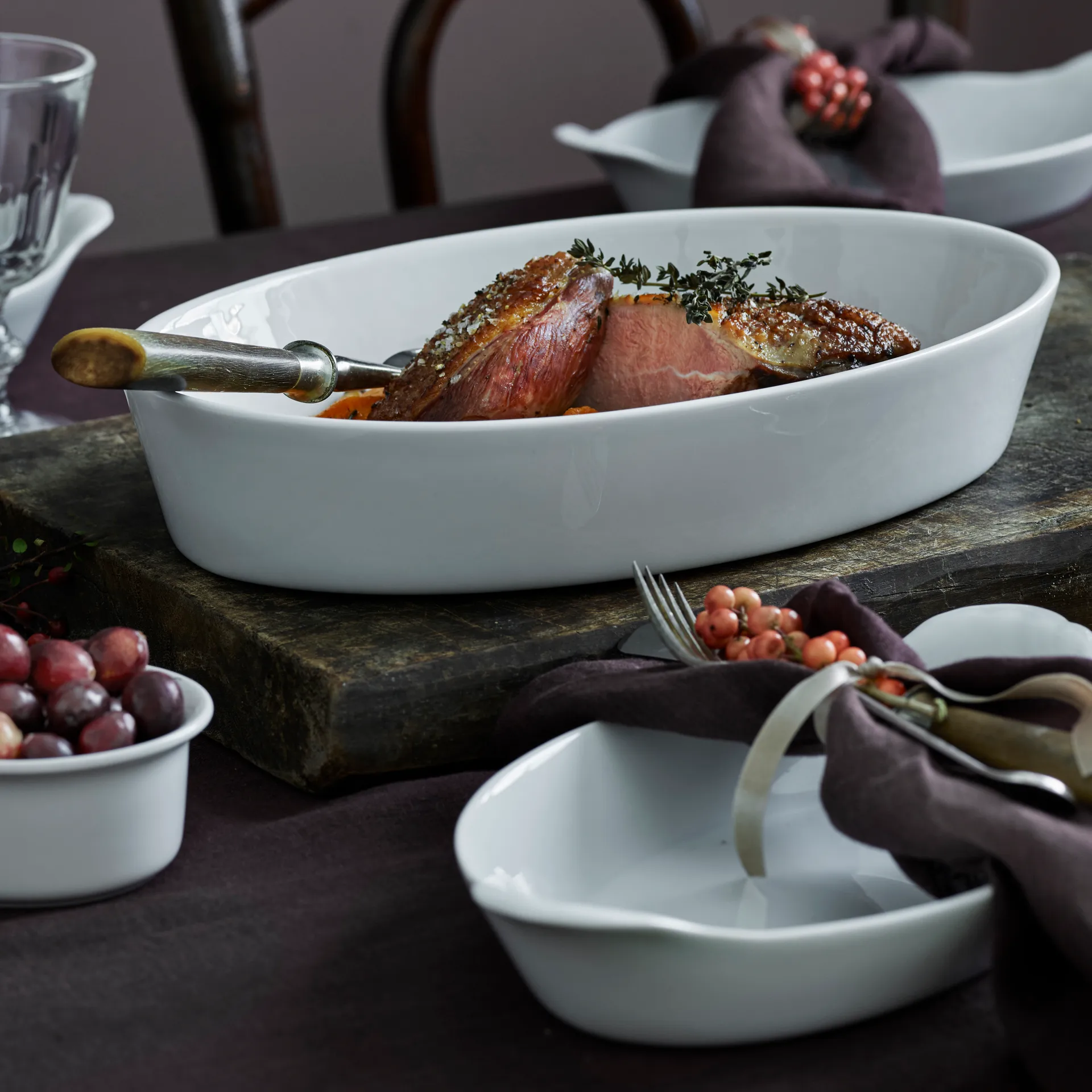 Plato ovalado Pillivuyt, blanco, mediano Pillivuyt