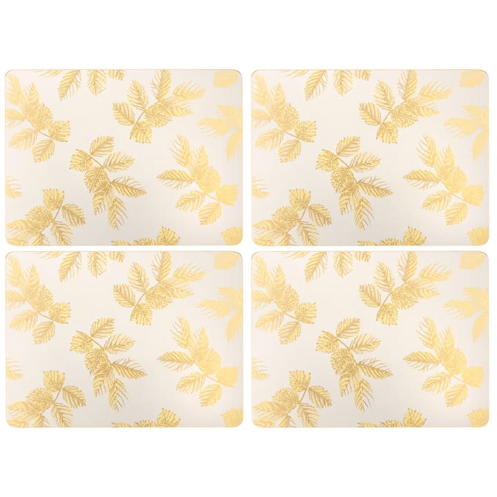 4 Salvamanteles Etched Leaves 30x23 cm - Light grey - Pimpernel