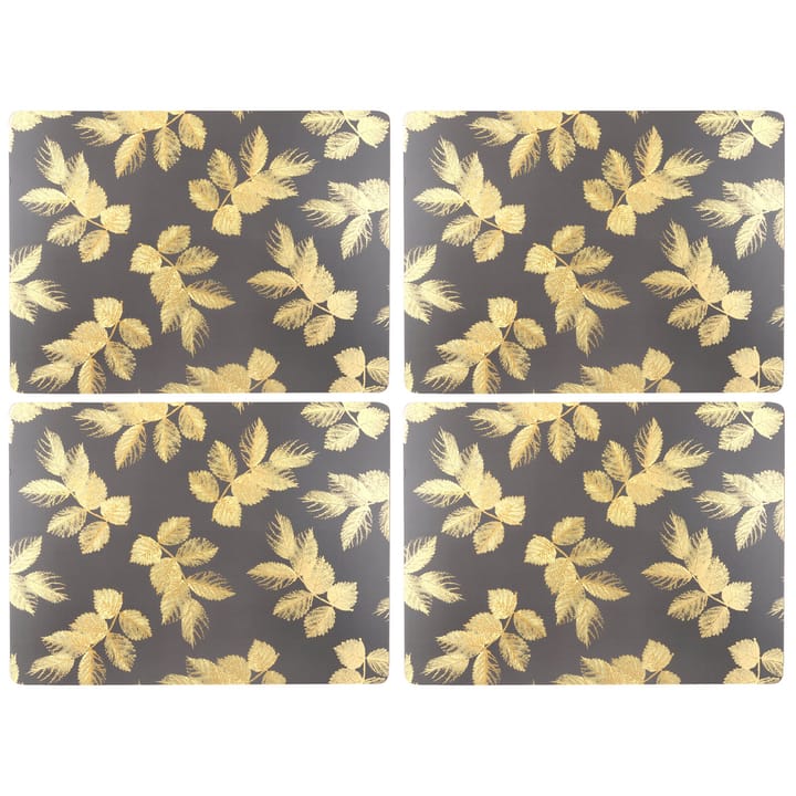 4 Salvamanteles Etched Leaves 40x30 cm - Dark grey - Pimpernel