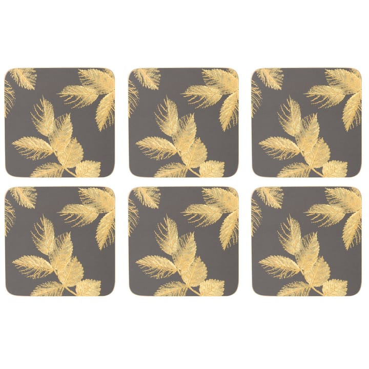 6 Posavasos Etched Leaves - Dark grey - Pimpernel