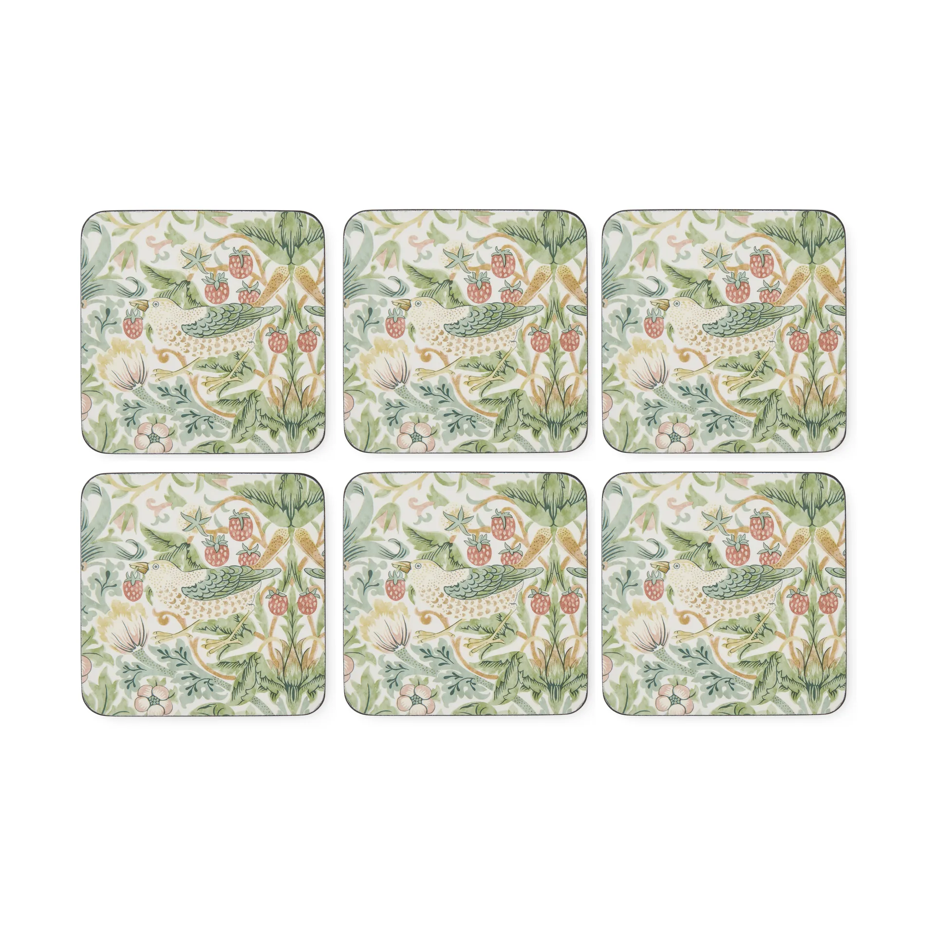 6 Posavasos Strawberry Thief, Green Pimpernel