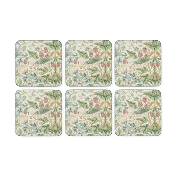 6 Posavasos Strawberry Thief - Green - Pimpernel