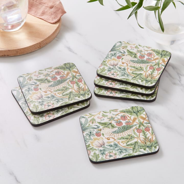 6 Posavasos Strawberry Thief, Green Pimpernel