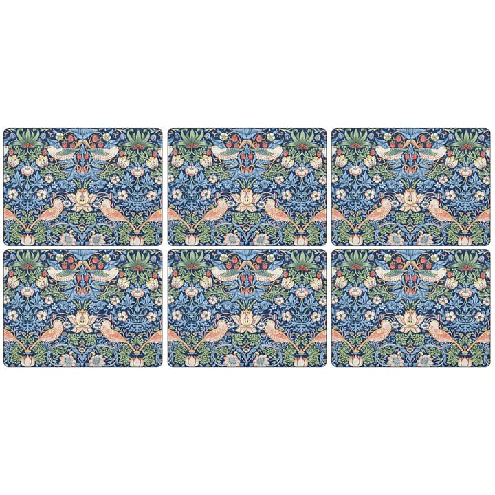 6 Salvamanteles 30x23 cm Strawberry Thief - azul - Pimpernel