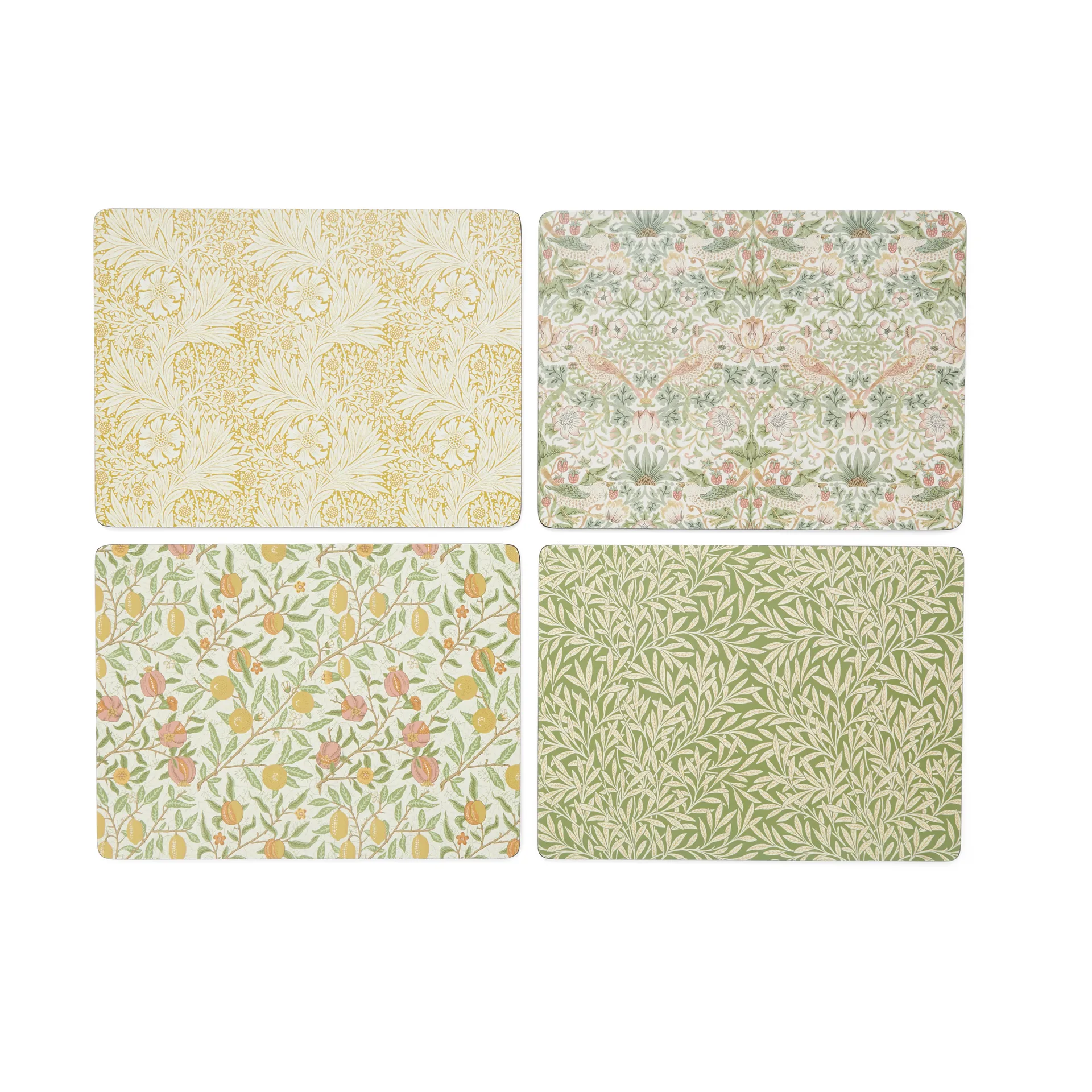 Mantel individual Morris & Co Simpley mixed 4 piezas, Fruit, Willow, Strawberry Thief, Marigold Pimpernel