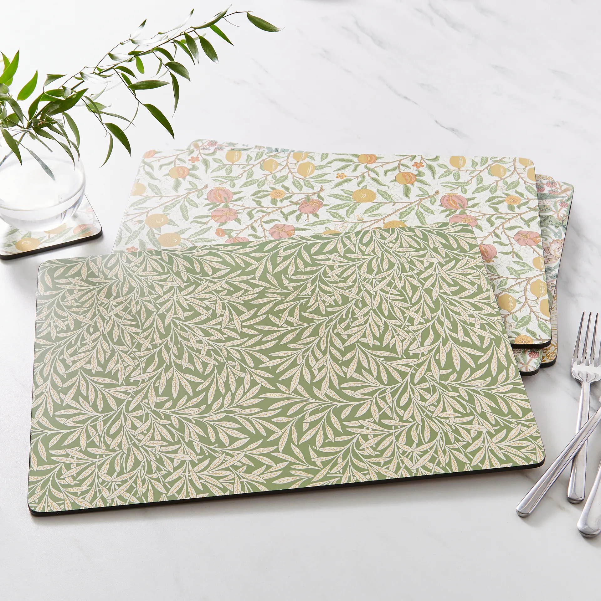 Mantel individual Morris & Co Simpley mixed 4 piezas, Fruit, Willow, Strawberry Thief, Marigold Pimpernel