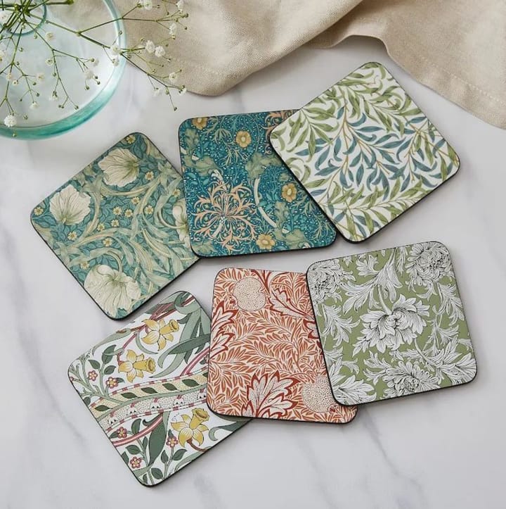 Posavasos Morris & Co Willow Bough 6-pack, Verde, azul Pimpernel