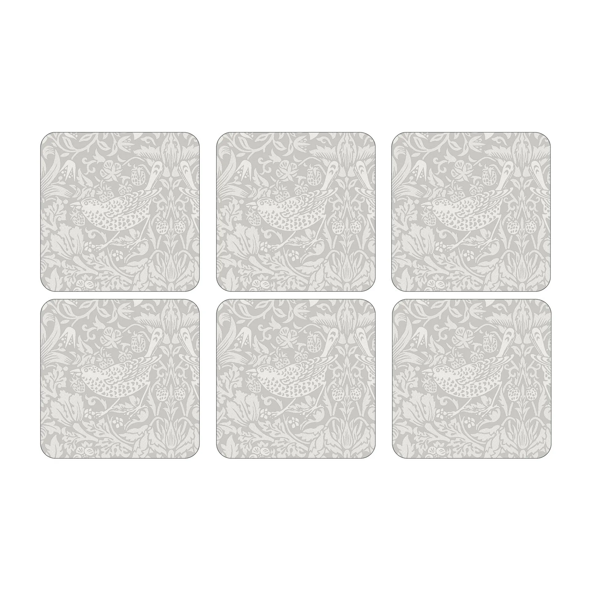Set de 6 posavasos Strawberry Thief, Grey Pimpernel