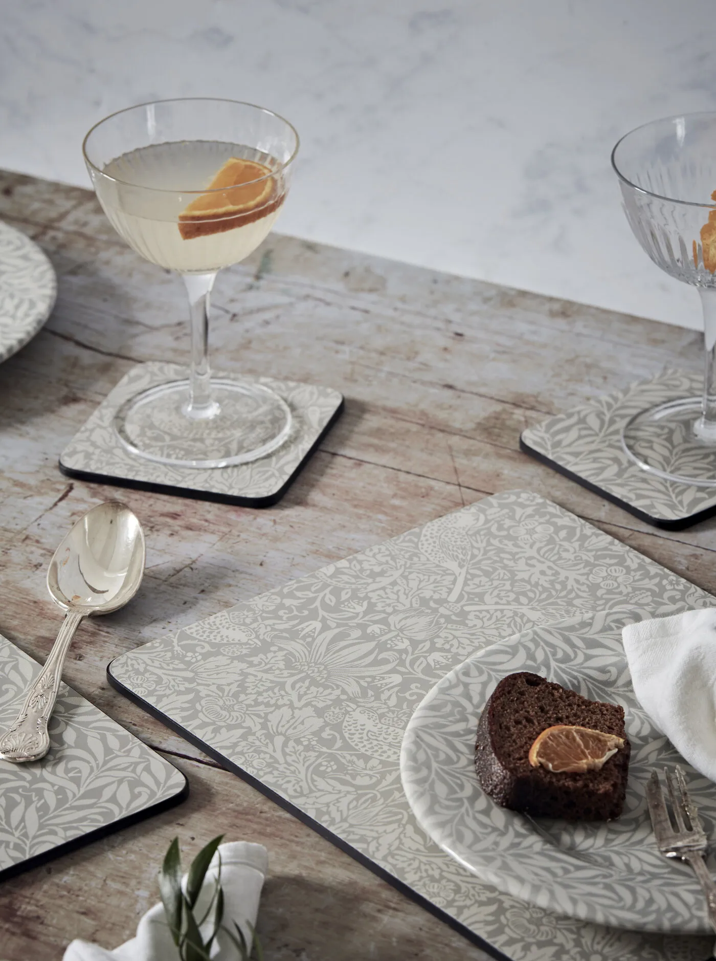 Set de 6 posavasos Strawberry Thief, Grey Pimpernel