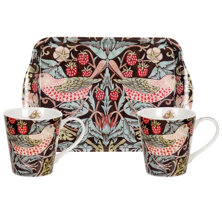 Set de tazas y bandeja Strawberry Thief - marrón - Pimpernel