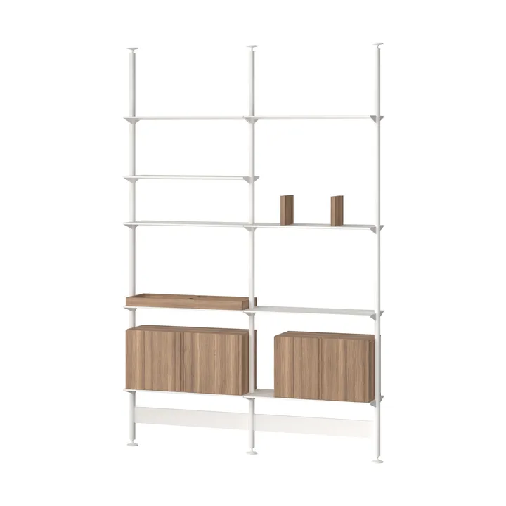 Sistema de estanterías Pira G2, F C A Blanco/Nogal 256-264 cm - Pira