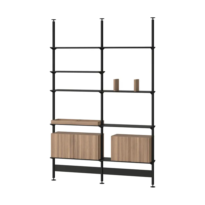 Sistema de estanterías Pira G2, F C A Negro/Nogal 256-264 cm - Pira