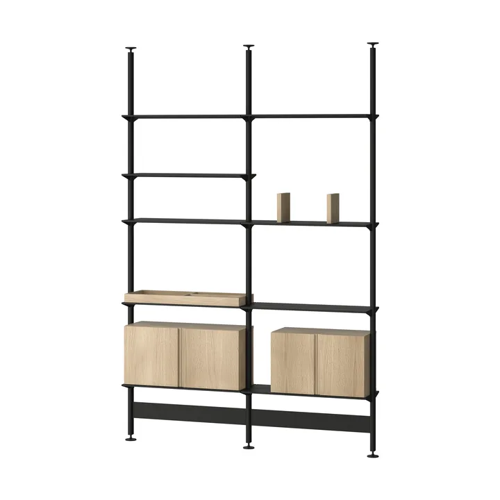 Sistema de estanterías Pira G2, F C A Negro/Roble 256-264 cm - Pira