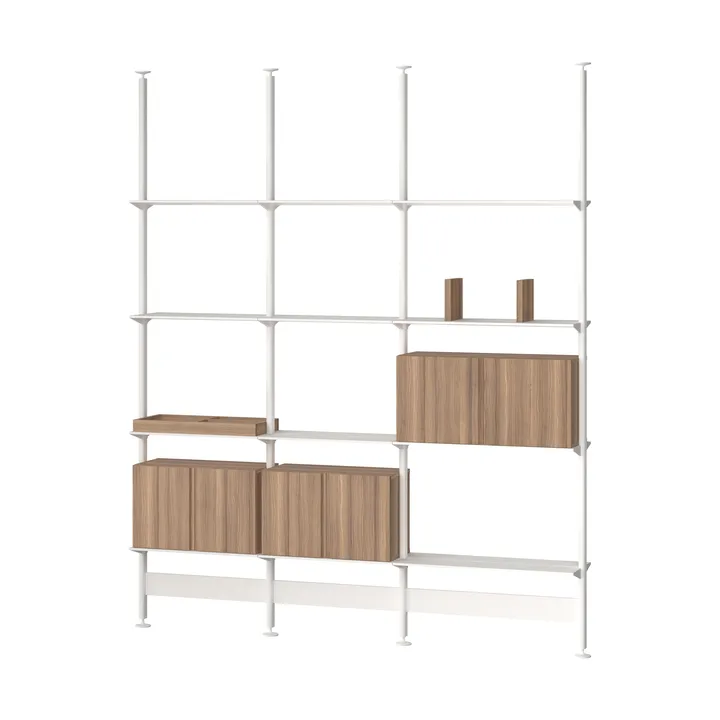 Sistema de estanterías Pira G2, F C B Blanco/Nogal 256-264 cm - Pira